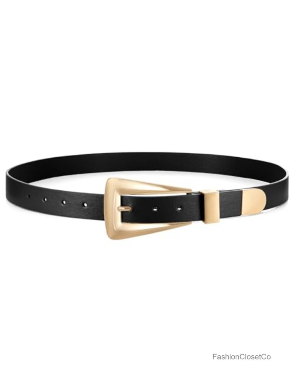 Women's Leather Waist Belt with Gold Buckle - Western Style Jean Belt